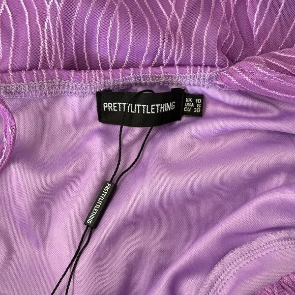 PrettyLittleThing Lilac Textured cocktail party Dress size 6 - Picture 2 of 6